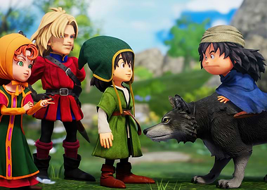 Dragon Quest characters with a wolf