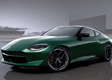 Green Nissan Z sports car