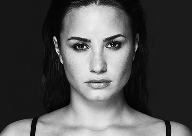 Demi Lovato Black and White Portrait