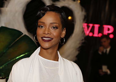 Rihanna Poses in White Outfit