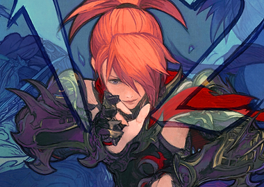 Anime warrior with red hair