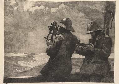 Sailors Navigating with Sextant