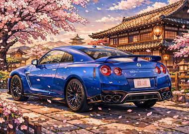 Nissan GT-R R35 with Cherry Blossoms