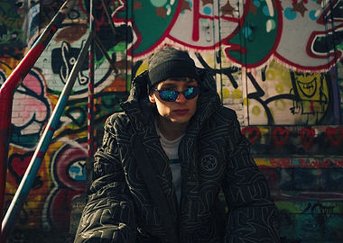 peso pluma in Puffer Jacket and Beanie