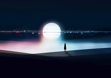 Child gazing at celestial ring