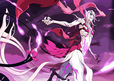 Anime character with pink and purple energy