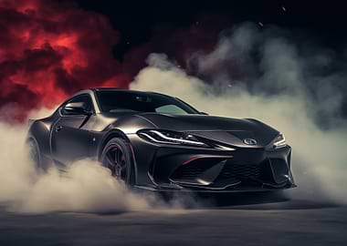 Dark Sports Car in Smoke