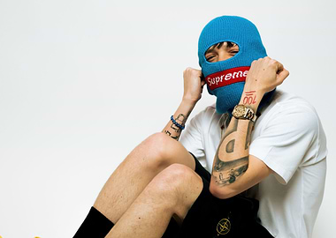 peso pluma in Blue Balaclava with Supreme Logo
