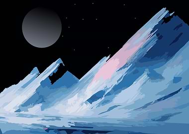Lunar Landscape with Mountains