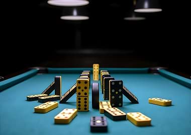 Dominoes on a Pool Table