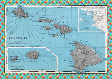 Vintage Map of Hawaii