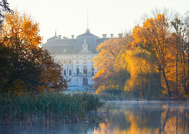 Autumn Palace by a Misty Lake, Pszczyna