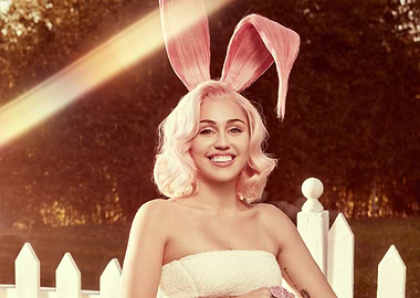 Miley Cyrus with Pink Bunny Ears