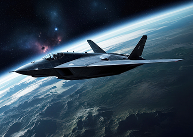 Stealth Jet Flying Over Earth