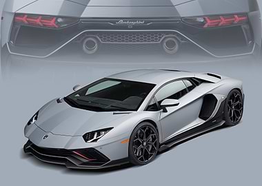 Silver Lamborghini Aventador