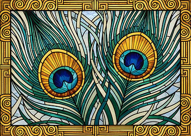 Stained Glass Peacock Feathers