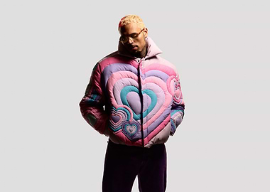 Chris Brown in Heart Puffer Jacket