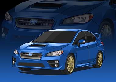 Blue Subaru WRX STI Sedan