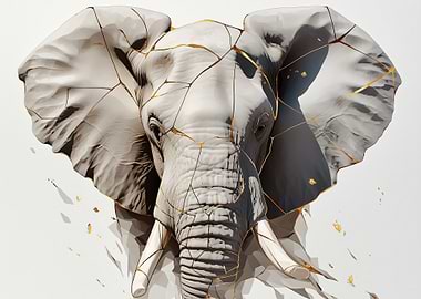 Kintsugi Elephant Portrait