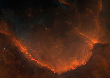 Cosmic Nebula with Fiery Hues
