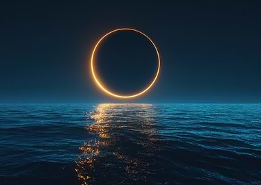 Glowing Ring Over Ocean