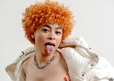 Ice Spice with Orange Curly Hair