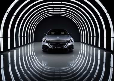 Mercedes-Benz S-Class in illuminated tunnel