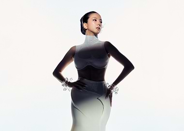 jisoo in futuristic white outfit