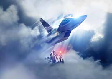 Fighter Jet Ascending Through Clouds ace combat 7 skies