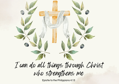 Christian Cross with Floral Wreath