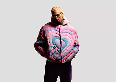 Chris Brown in Heart Puffer Jacket