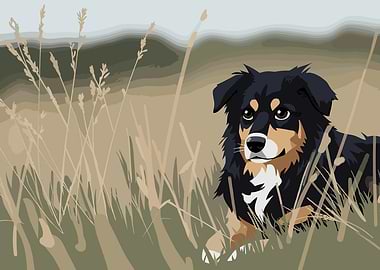 Dog in tall grass