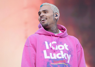 Chris Brown in Pink Hoodie