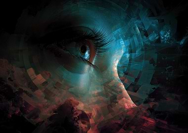 Abstract Eye with Cosmic Swirls