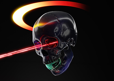 Cyberpunk Skull with Laser Beam