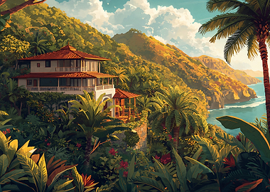 Tropical Villa Overlooking the Ocean