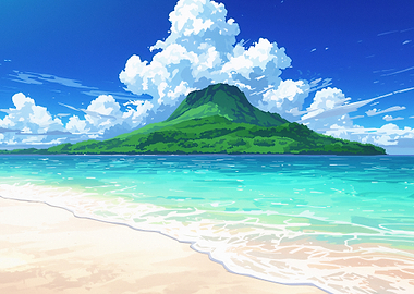 Tropical Island Beach Scene