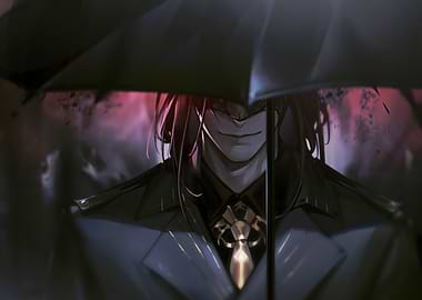 Anime character with umbrella