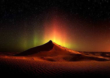 Aurora over Desert Dunes