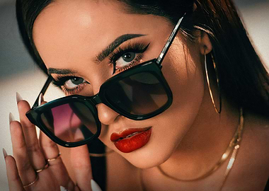 Becky G with Sunglasses and Red Lipstick
