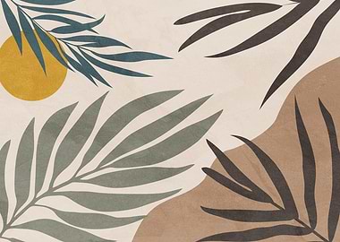 Abstract Tropical Leaves and Sun