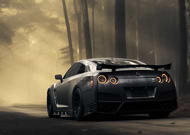 Nissan GT R in Misty Forest