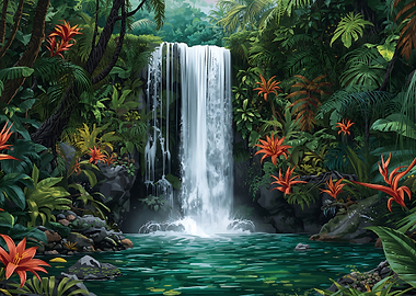 Lush Jungle Waterfall