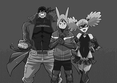 Three Anime-Style Superheroes Posing