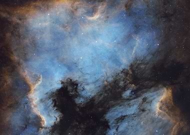 NGC 7000 and IC5070 Nebulas in Deep Space