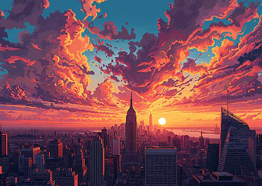 New York City Sunset Sky