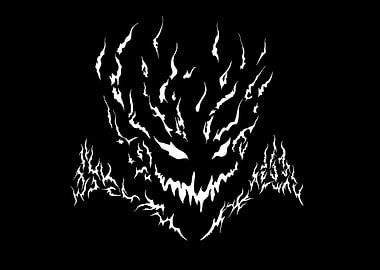 Spooky Face with Flames