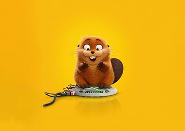 Cute Beaver on a Futuristic Platform