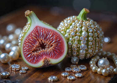 Fig adorned with pearls and diamonds