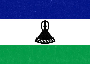 Lesotho Flag Distressed